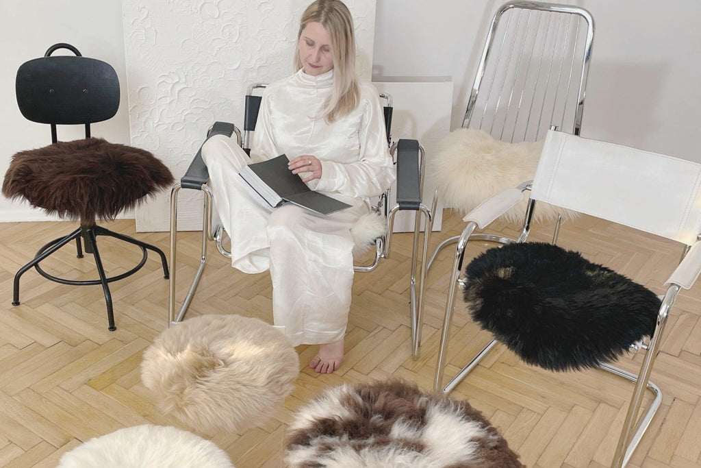 Natural Sheepskin Stool Cover