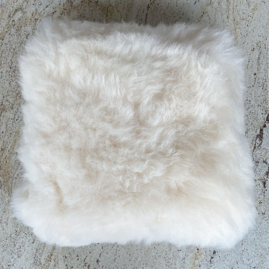 Square Natural Sheepskin Pillow - White