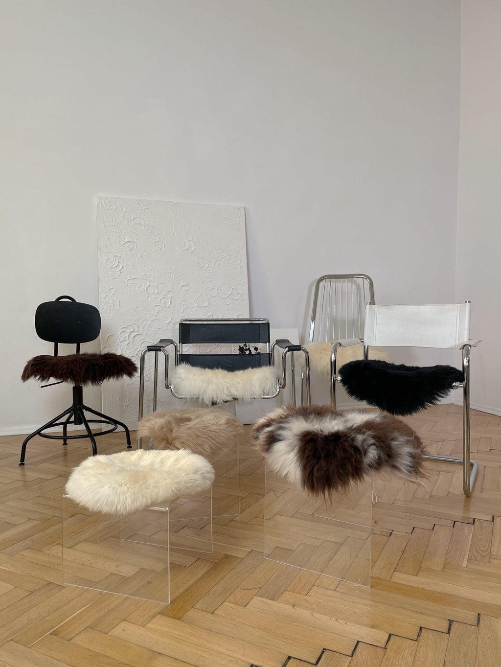 Natural Sheepskin Stool Cover